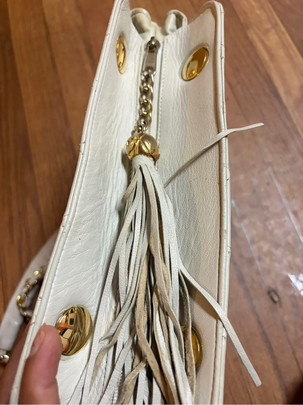 Chanel vintage  Leather Shoulder Bag with Chain Straps